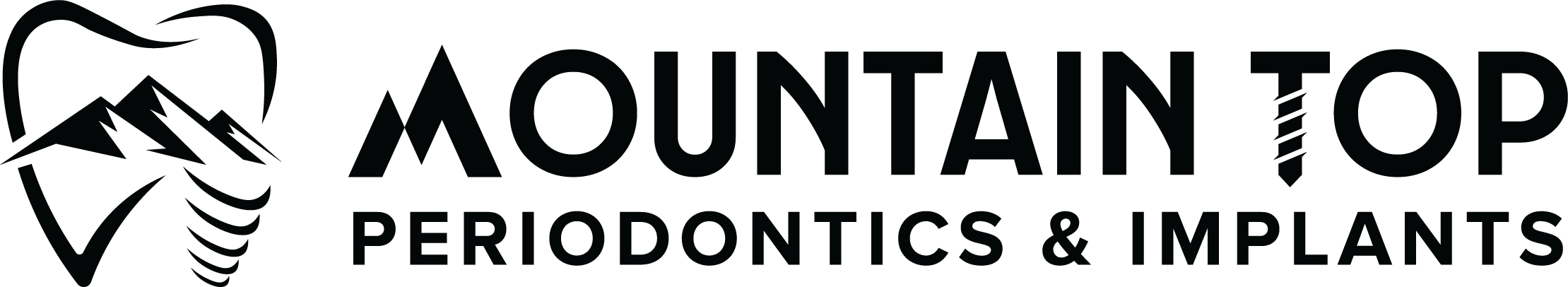 Mountain Top Periodontics & Implants logo featuring tooth icon and dental practice name text.