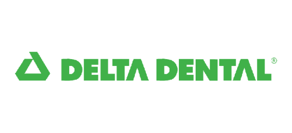 Delta Dental logo featuring green triangle symbol and company name text.