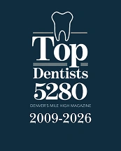 Top Dentists 5280 award logo recognizing excellence in dental care 2009-2026